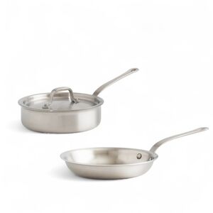 NWOT! Quince Set Of 2- 5ply Stainless Steel- 10in Fry Pan, 3qt Saute' Pan ! (S8)